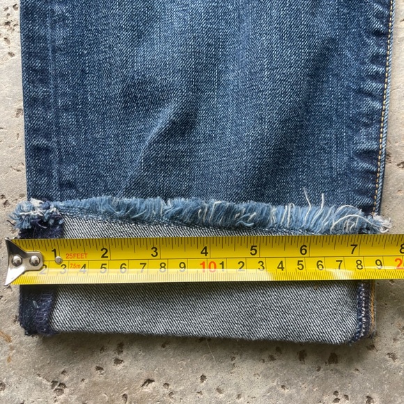 MM Vintage Distressed Boyfriend Jeans Women's 30 Raw Cropped CuffedPatched Denim - Picture 11 of 11